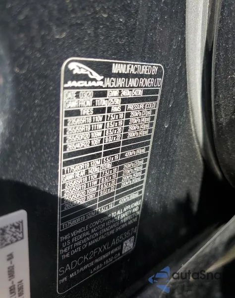 2020 Jaguar F-Pace Prestige z USA, uszkodzony, nr VIN SADCK2FXXLA653574